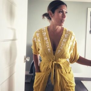 Free People Yellow Button Down dress